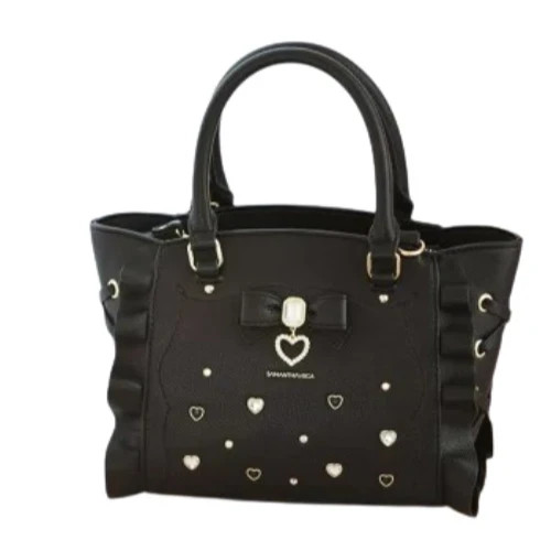 SAMANTHA VEGA - shoulder bag Side lace up ribbon bijou mini flutter BLACK