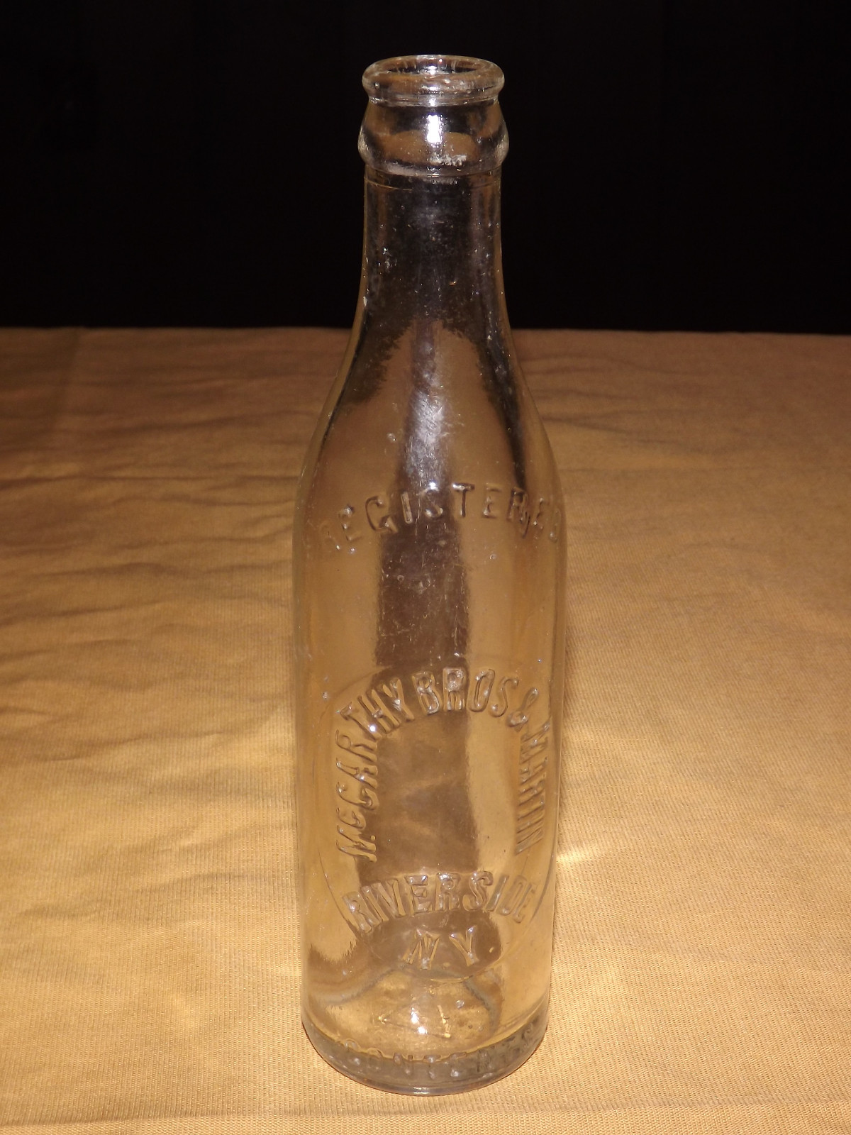 VINTAGE OLD  McCARTHY BROS & MARTIN RIVERSIDE NY 7FL OZ  SODA BOTTLE