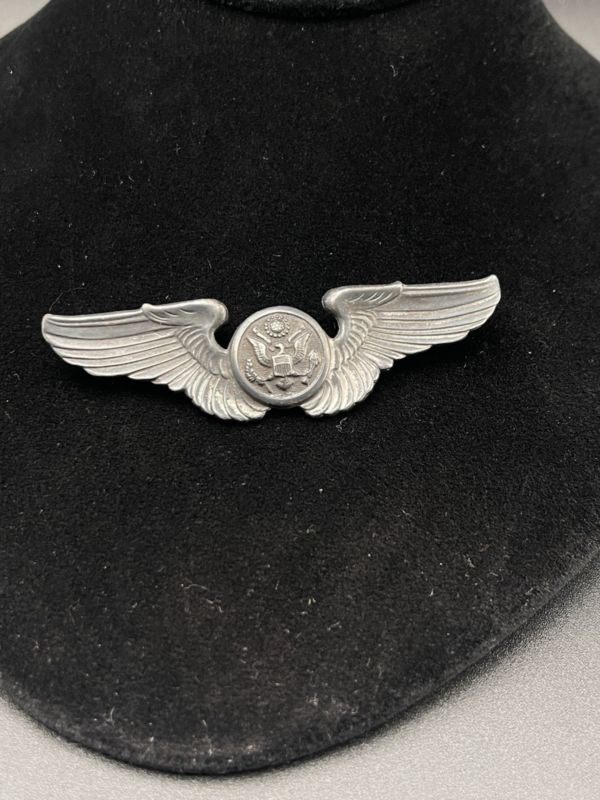 🔥 Amazing Large WWII Sterling Silver Air Crew Flight Wings 3” Wide Pin
