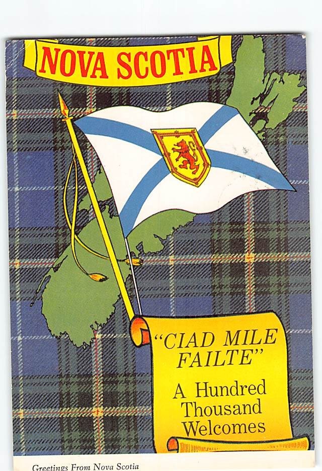 Postcard Map & Flag of Nova Scotia Canada