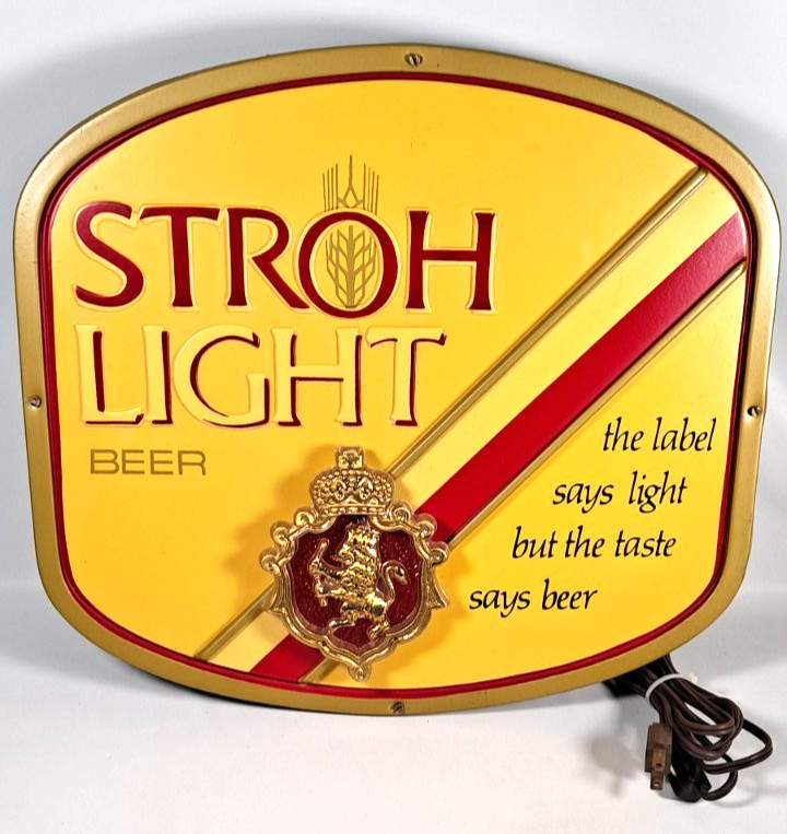 Vintage Stroh Light Lighted Sign.