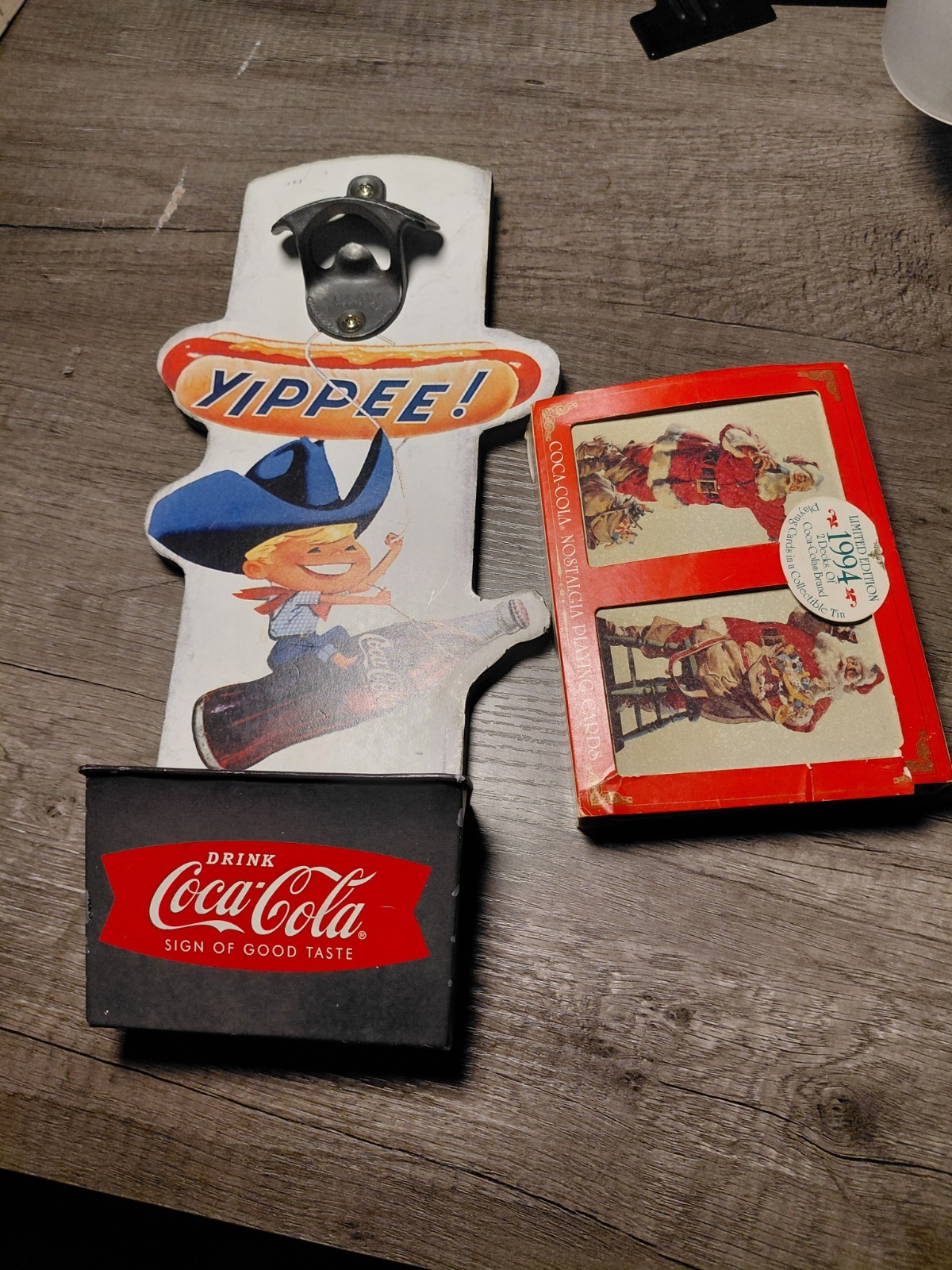 Coca-Cola Wall-Mounted Bottle Opener Yippee Cowboy Design Sign of Good Taste