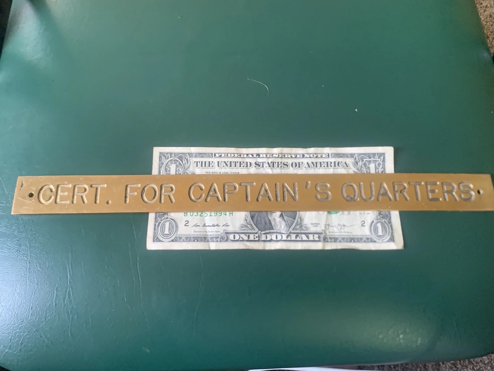 Vintage Original Naval Brass Plaque