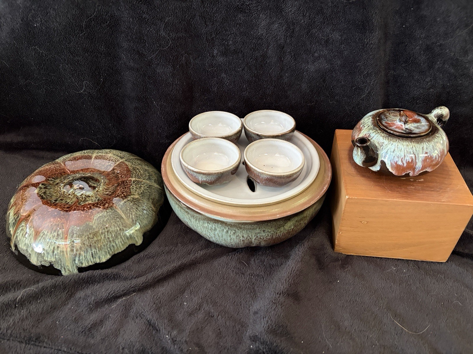 Rare traditional Chinese Gongfu Kung Fu tea set Stoneware Pottery Mineral Glaze