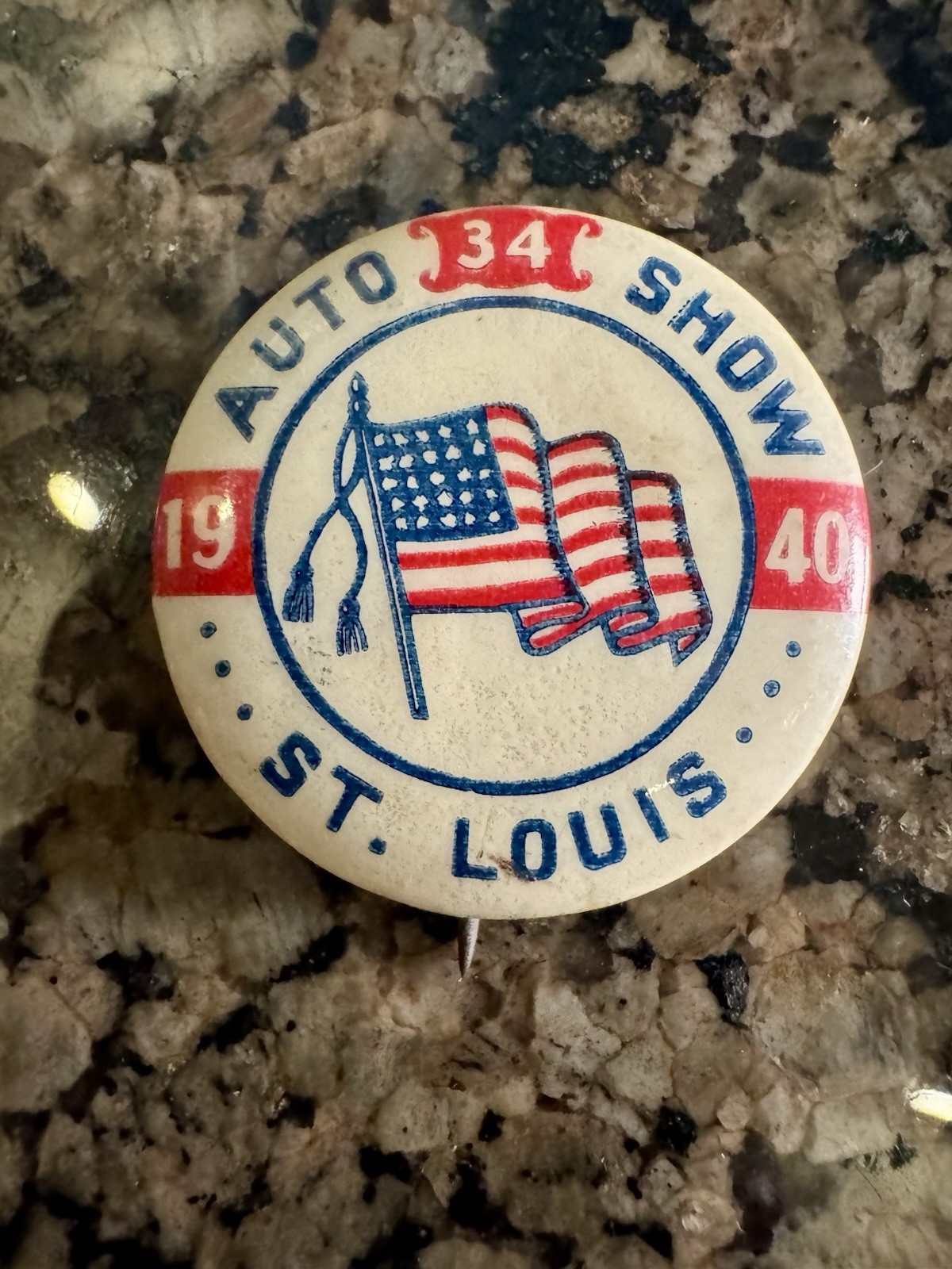 Rare 1940 St. Louis MO Auto Show Pin Pinback Button by Steiner Missouri Car