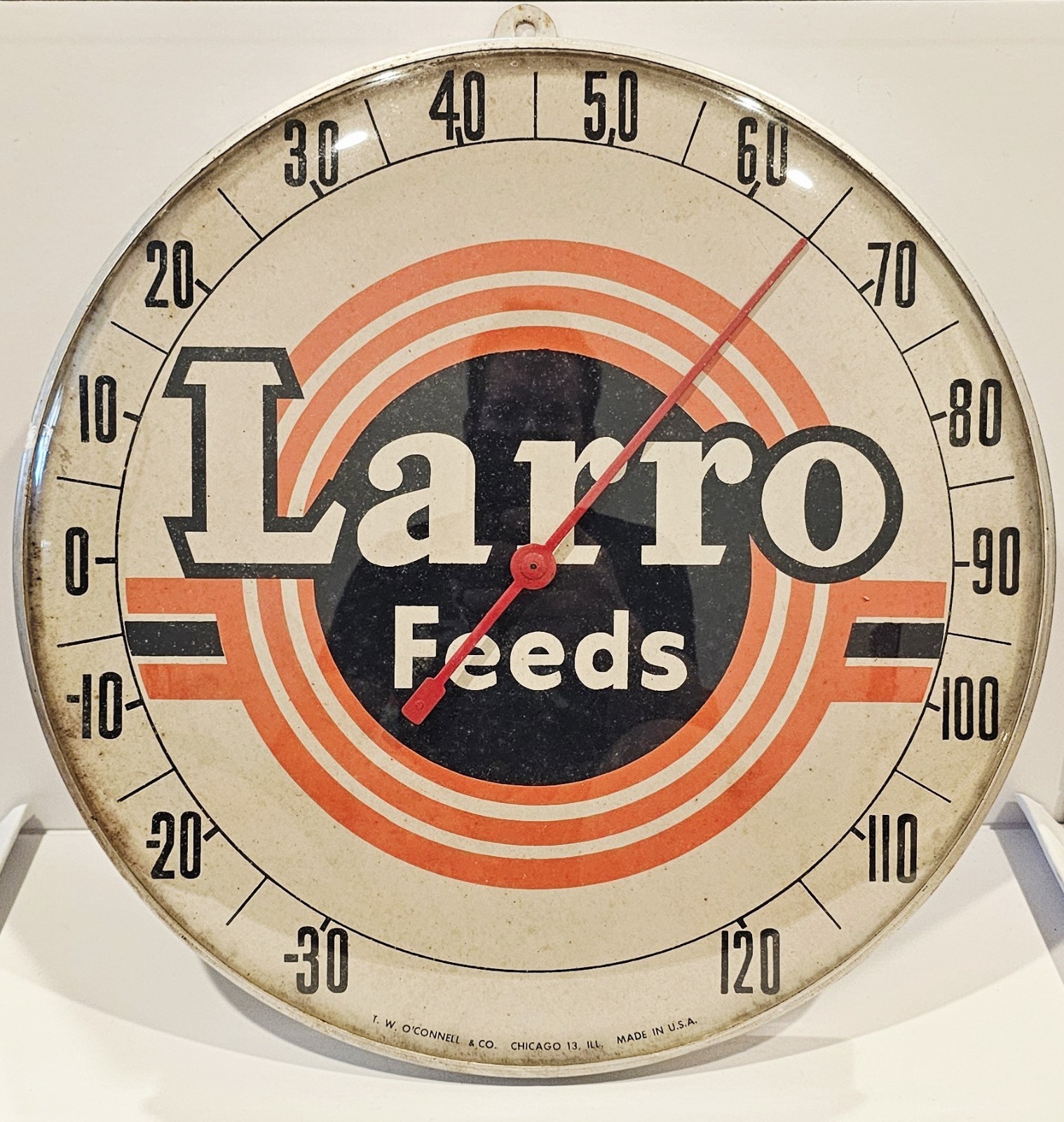 VINTAGE AGRICULTURE LARRO FEEDS ADVERTISING THERMOMETER VINTAGE AGRICULTURE LARRO FEEDS ADVERTISING THERMOMETER