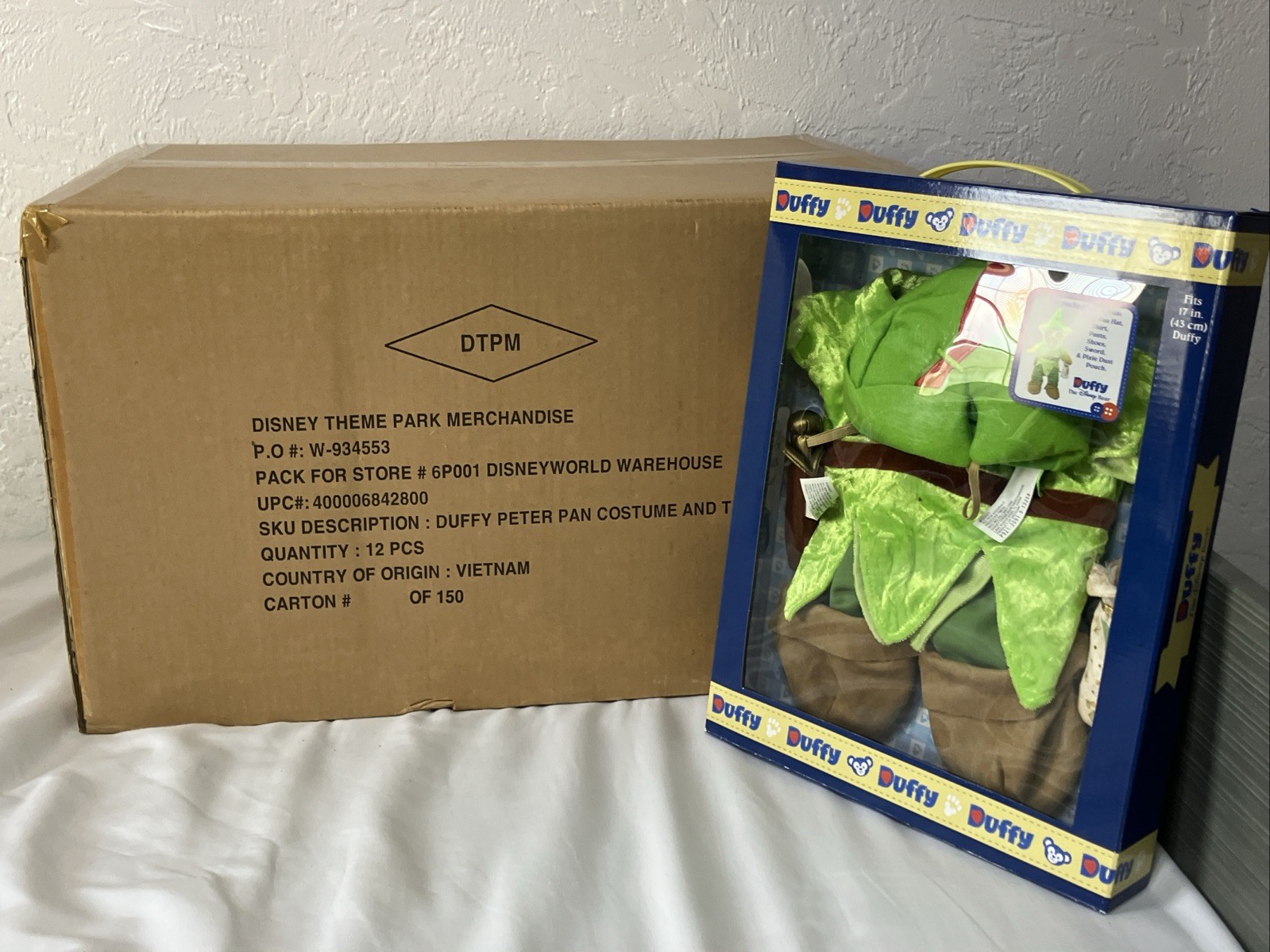 Wholesale Lot - 12 NIB Disney Peter Pan Duffy Costume 17” Plush Bear Clothes