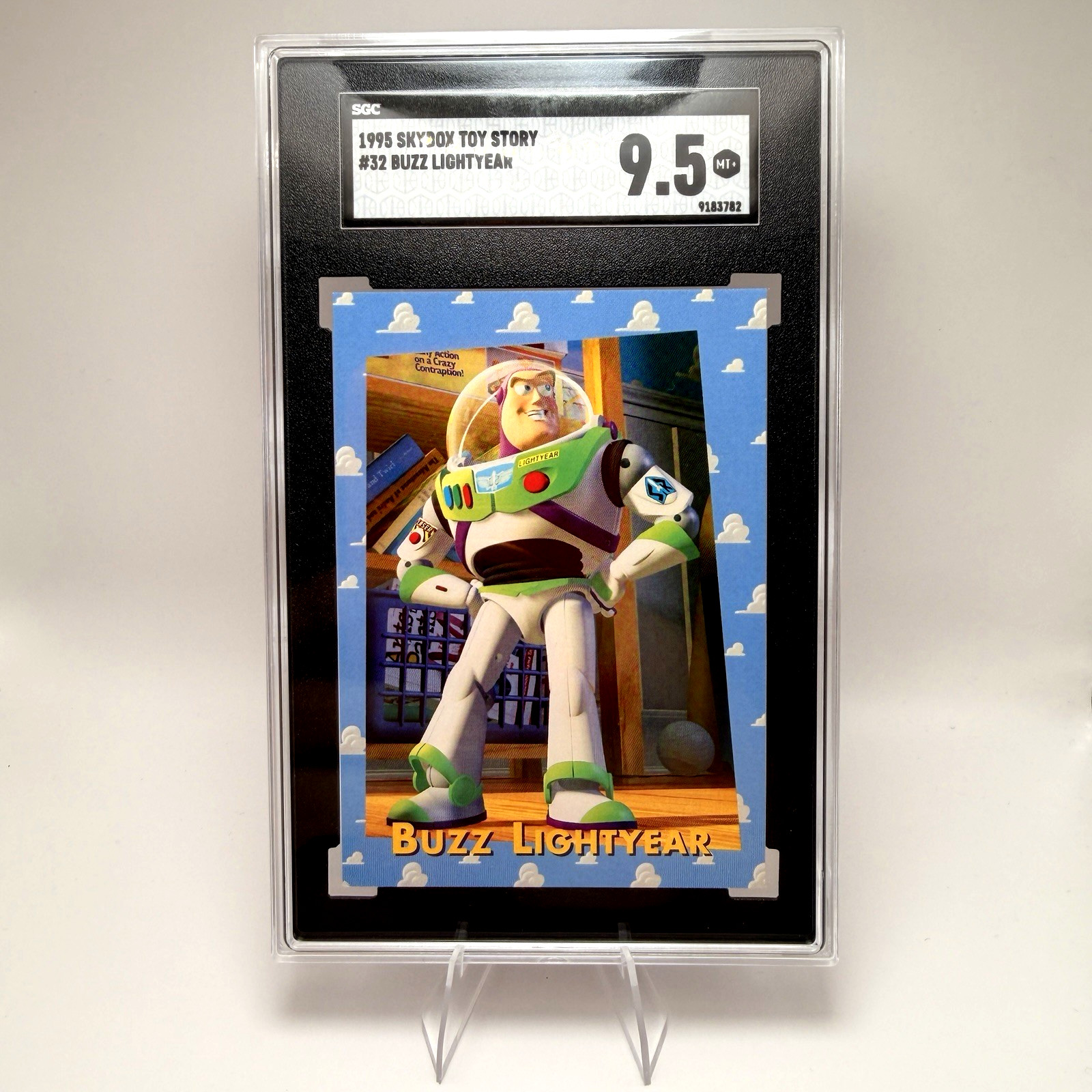 1995 SkyBox Toy Story #32 Buzz Lightyear SGC 9.5 Mint+ Disney Pixar Card 1995 SkyBox Toy Story #32 Buzz Lightyear SGC 9.5 Mint+ Disney Pixar Card