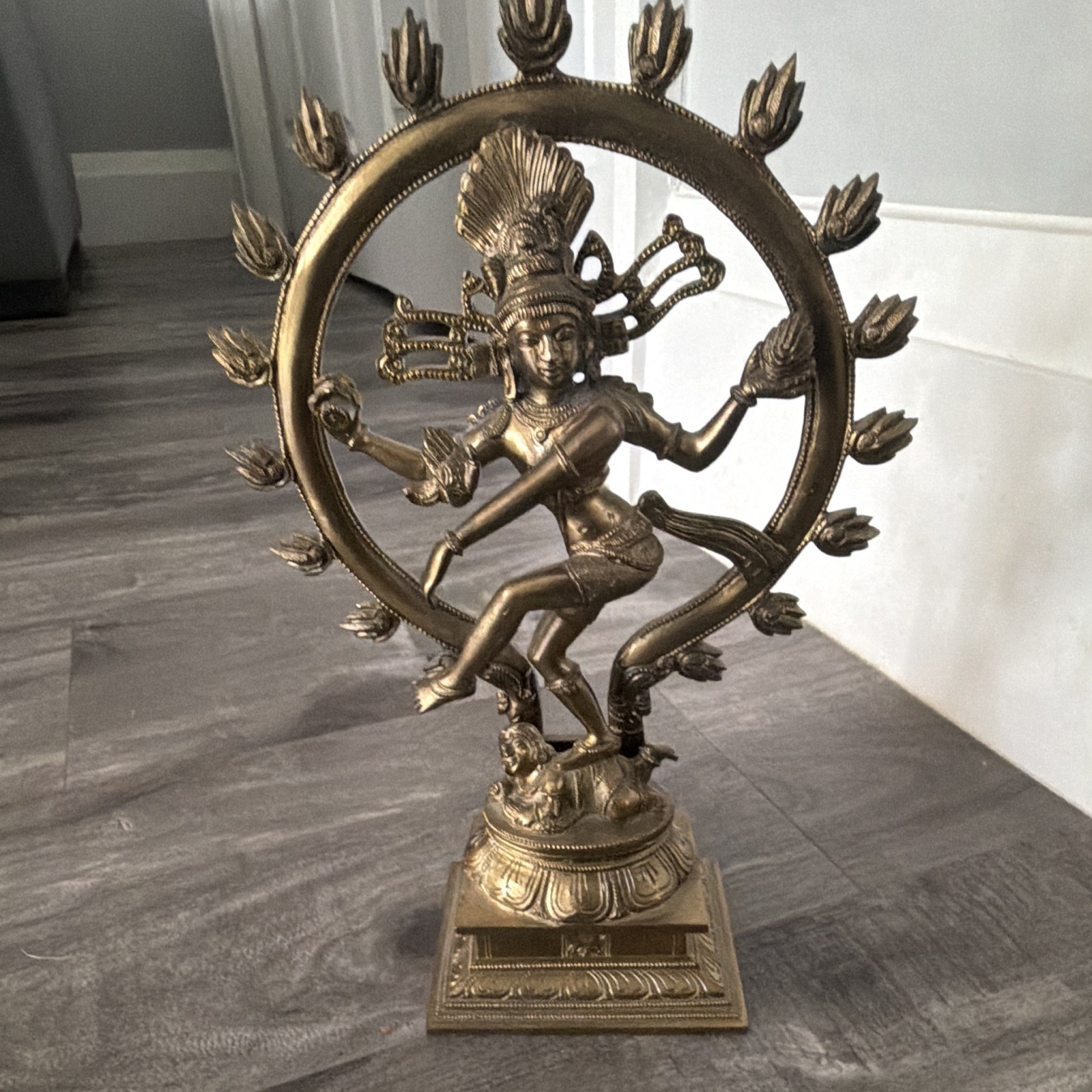 Vintage Brass Hindu Shiva Nataraja Dancing God Statue Indian Temple Decor