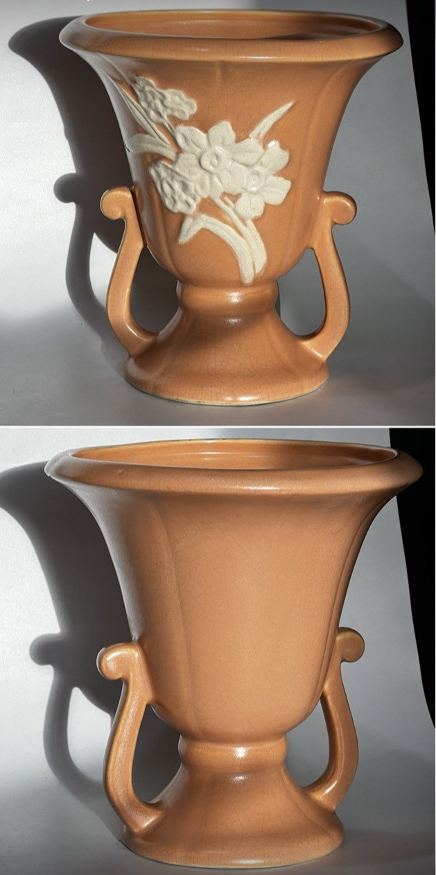 Weller Pottery Vase Floral w Handles