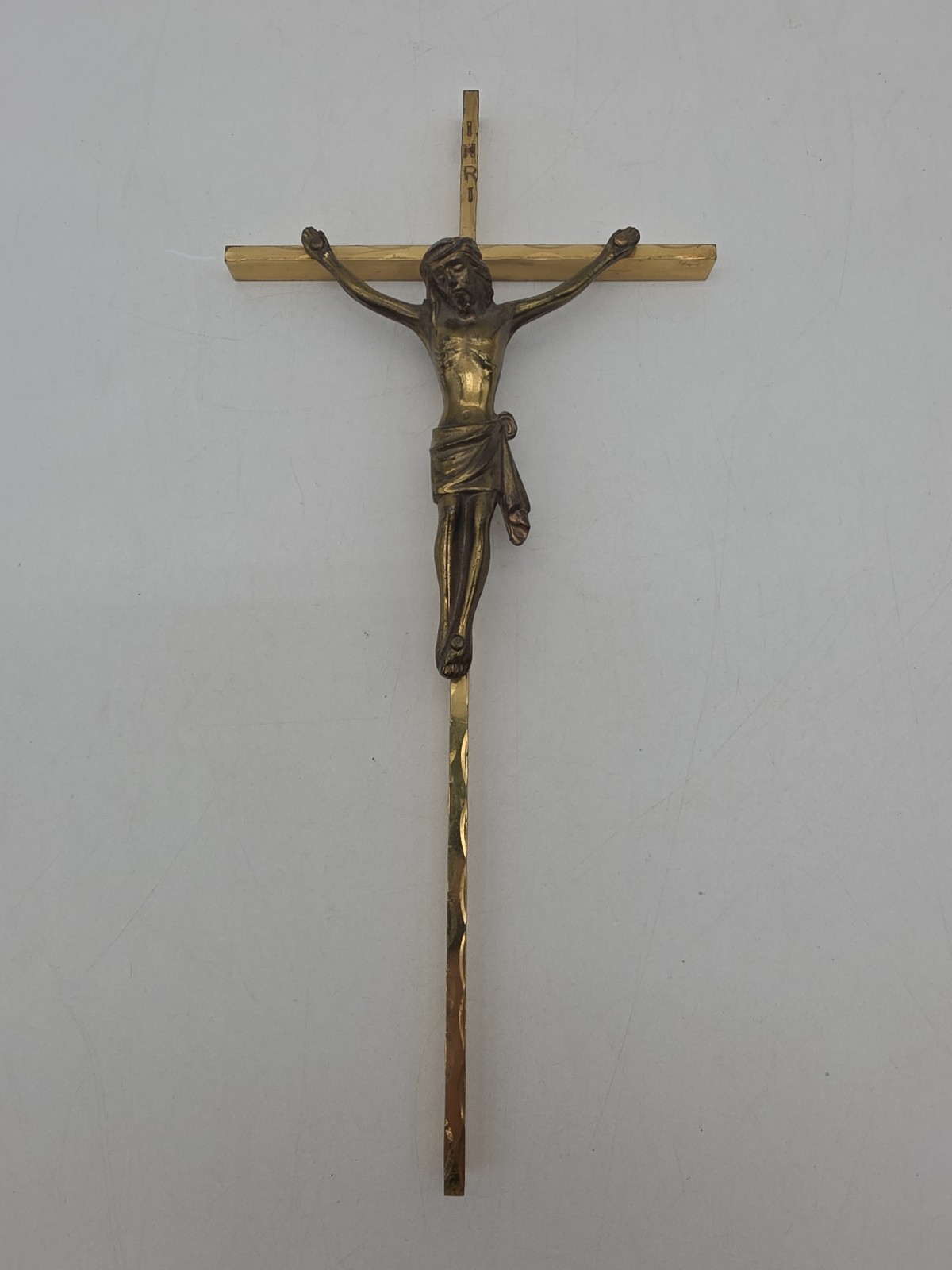 Vintage 10” INRI Brass Crucifix Jesus On Cross Catholic Church Wall Hanging Vintage 10” INRI Brass Crucifix Jesus On Cross Catholic Church Wall Hanging