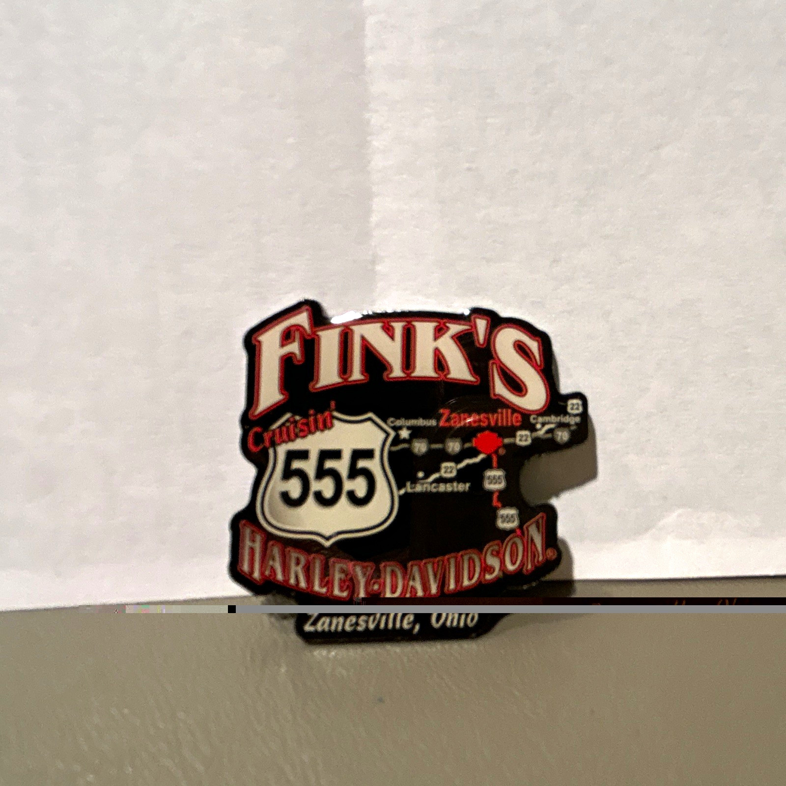 Harley-Davidson Fink's Cruisin' Route 555 Zanesville OH Collectible Pin Magnet
