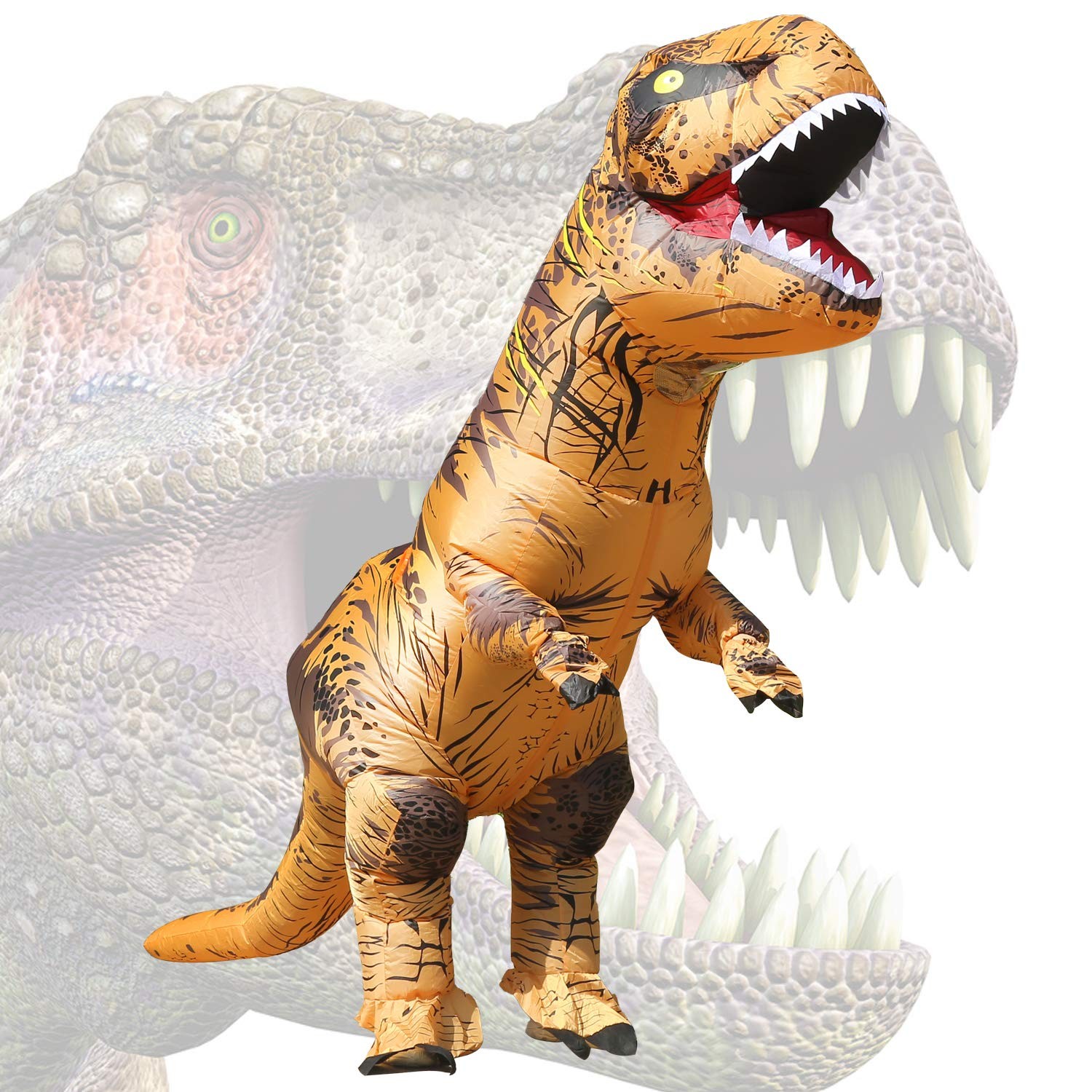 JASHKE Inflatable Dinosaur Costumes for Adult Blow up Large, Brown JASHKE Inflatable Dinosaur Costumes for Adult Blow up Large, Brown