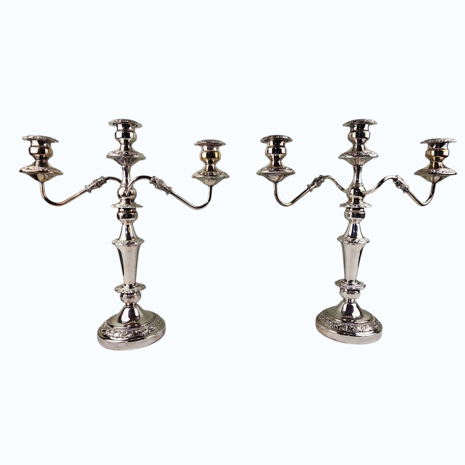 Pr Vtg Silverplate 3‑Light Candelabra Gorham Silver Co Convertible Elegant Decor Pr Vtg Silverplate 3‑Light Candelabra Gorham Silver Co Convertible Elegant Decor