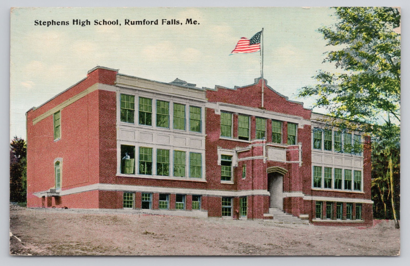 Rumford Falls ME Maine Stephens High School 1914 Postcard