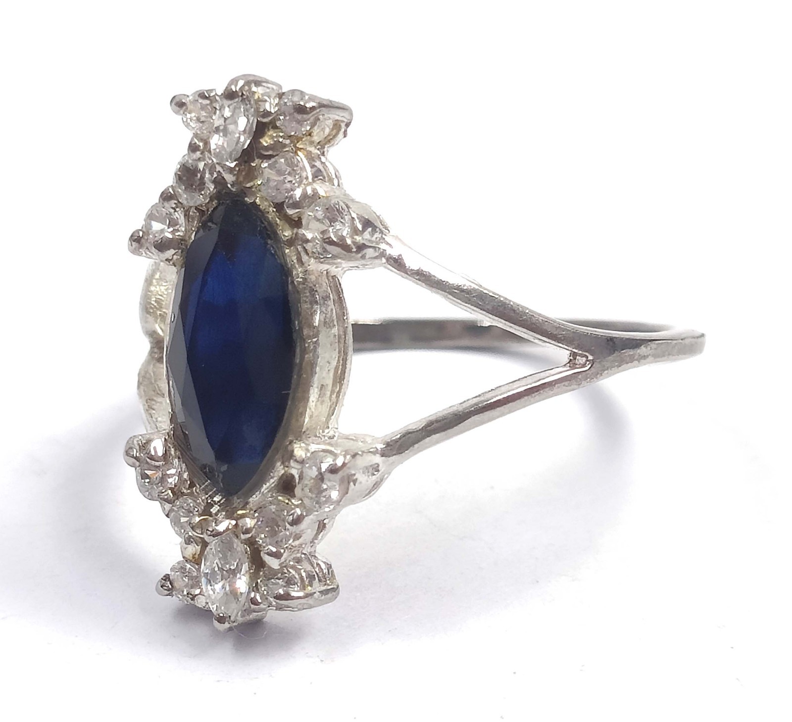 925 Sterling Silver For Women Sapphire Marquise 11.75 Ct US 5.5 Size Ring 6SHA