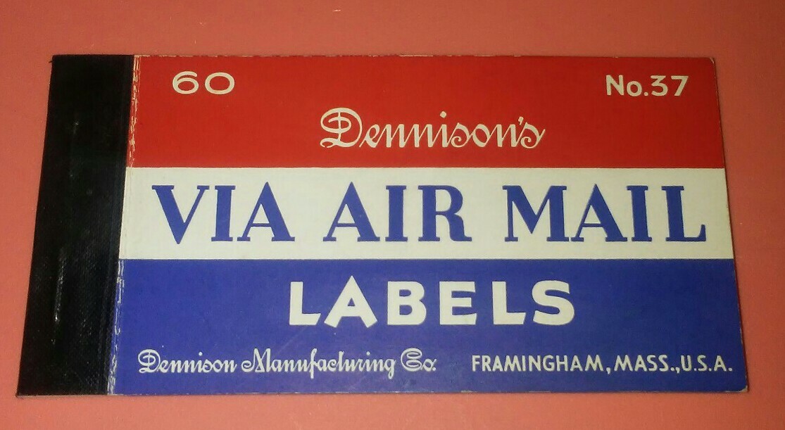 Vtg Dennison\'s VIA AIR MAIL No. 37 Labels About 20 Labels
