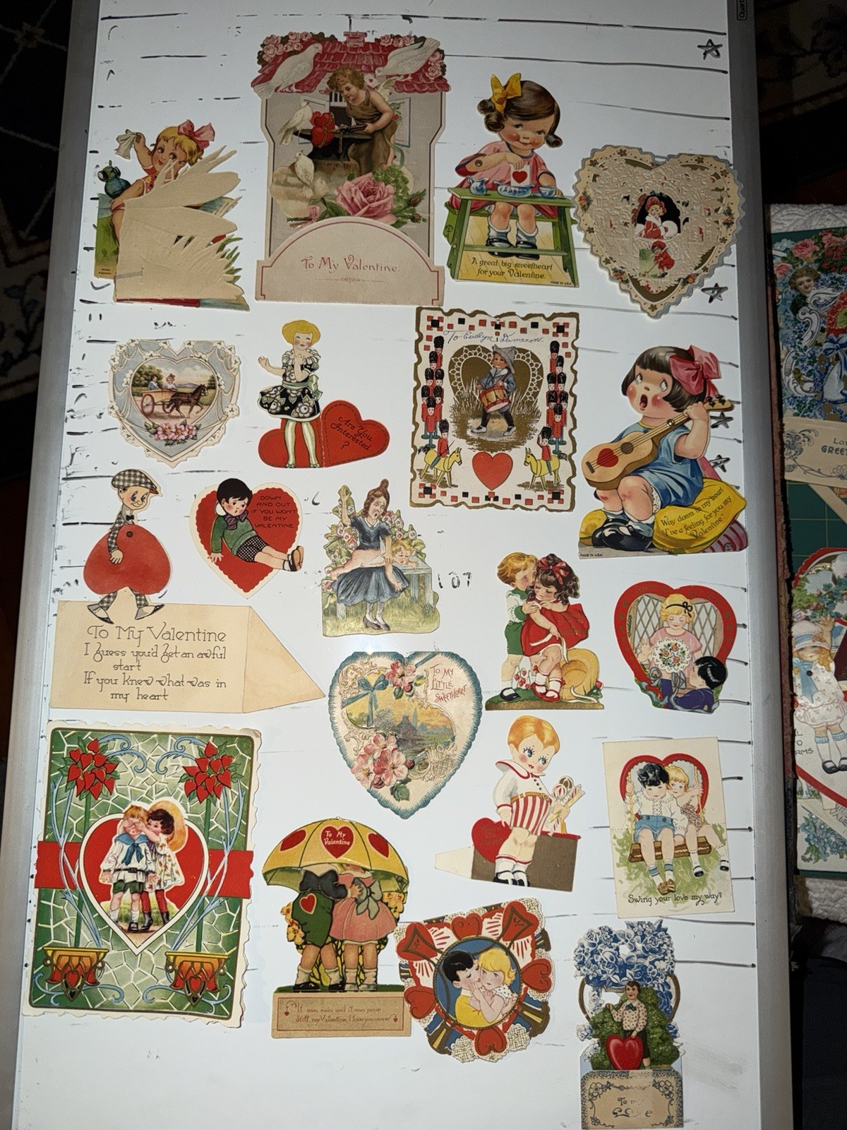 Lot 20 Vintage 1900- 1920 Valentine Cards Die Cut Honeycomb Mechanical USA
