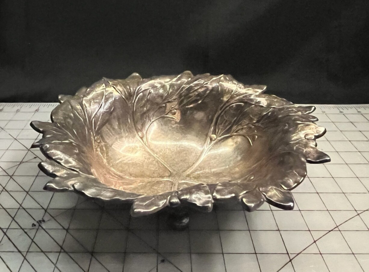 Vintage / Antique Silver WMF German Leaf Design Bowl ~ 10