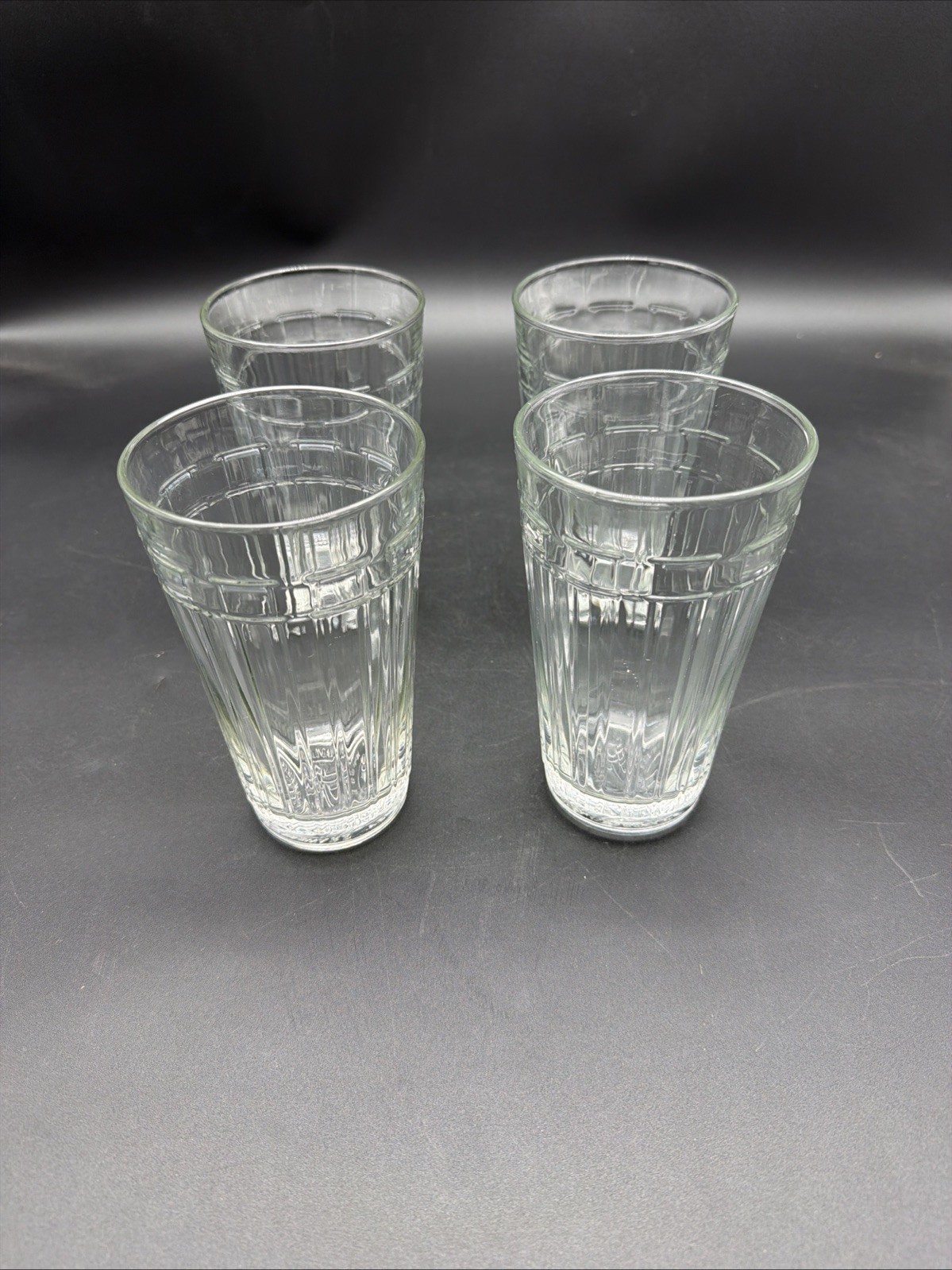 4 Longaberger “Woven Traditions” Clear 6” Tumblers 4 Longaberger “Woven Traditions” Clear 6” Tumblers