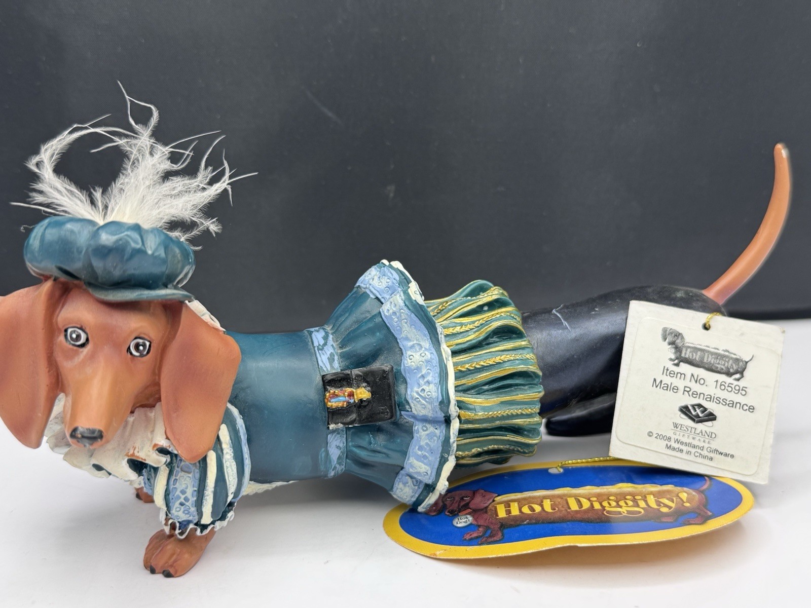 RARE HTF RETIRED Westland Hot Diggity Dog Dachshund Figurine “Male Renaissance” RARE HTF RETIRED Westland Hot Diggity Dog Dachshund Figurine “Male Renaissance”
