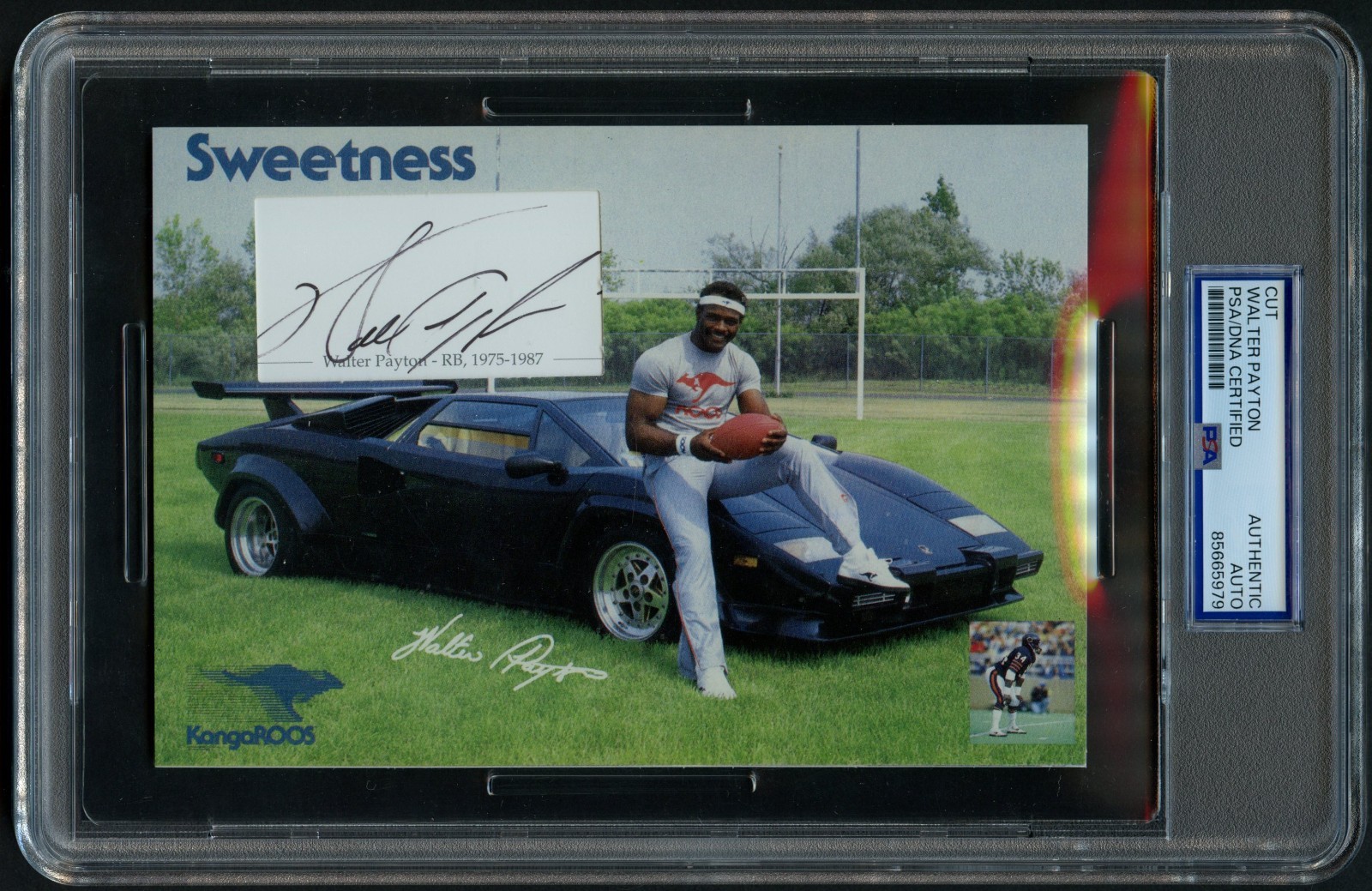 Walter Payton signed autograph 5x7 Custom Cut KangaROOS Advertisement PSA Slab Walter Payton signed autograph 5x7 Custom Cut KangaROOS Advertisement PSA Slab