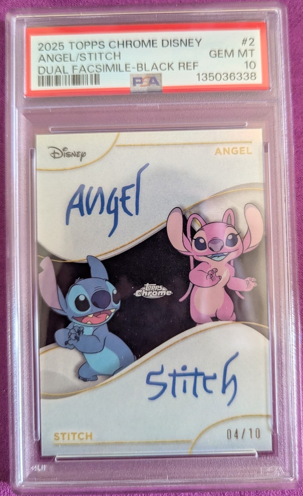 PSA 10 Disney Topps Chrome Stitch Angel BLACK AUTO #4 /10 POP 2 PSA 10 Disney Topps Chrome Stitch Angel BLACK AUTO #4 /10 POP 2