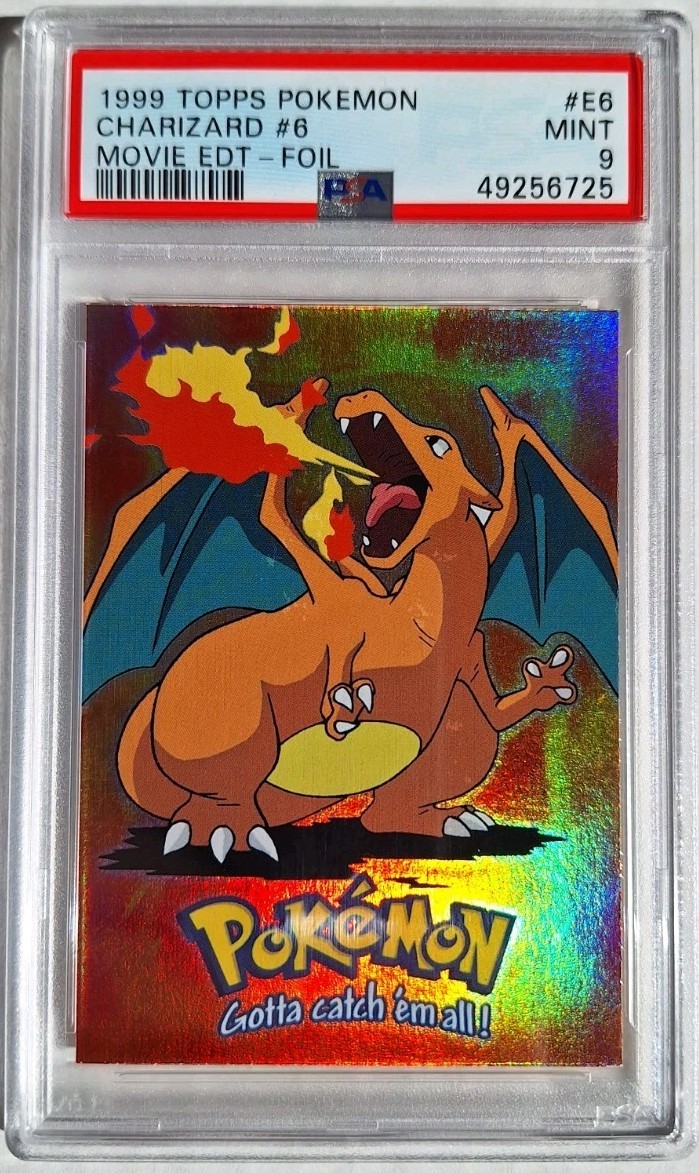 1999 Topps Pokemon PSA 9 MINT Charizard Foil #6 E6 Movie Edition VERY RARE Card