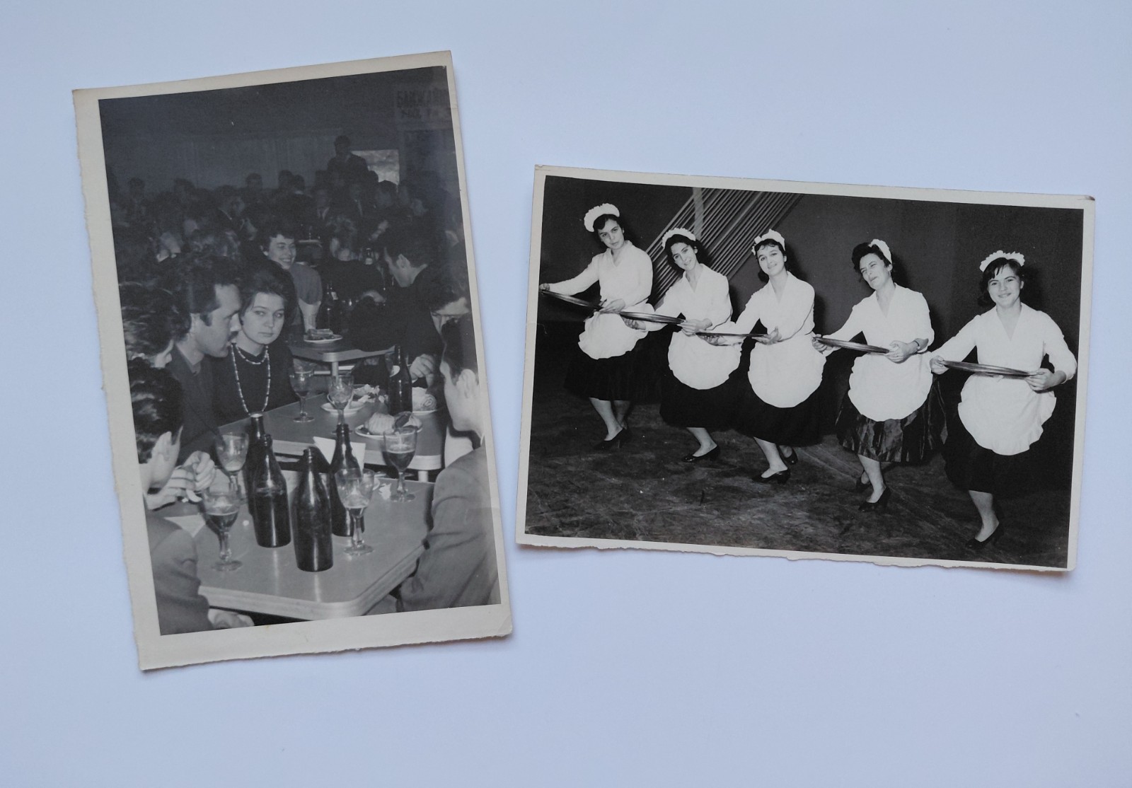 1960s Soviet Kyiv Restaurant Waitresses Serving Trays USSR 2 Vintage Photos