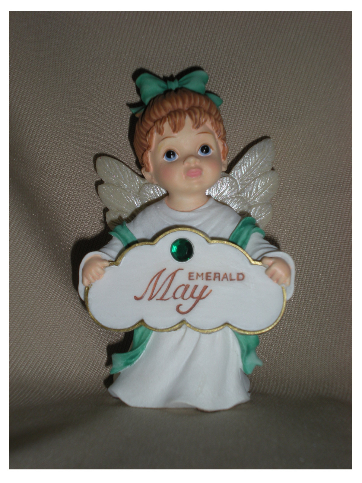 BIRTHSTONE ANGEL FIGURINE - MAY - EMERALD  - JEANE'S THINGS