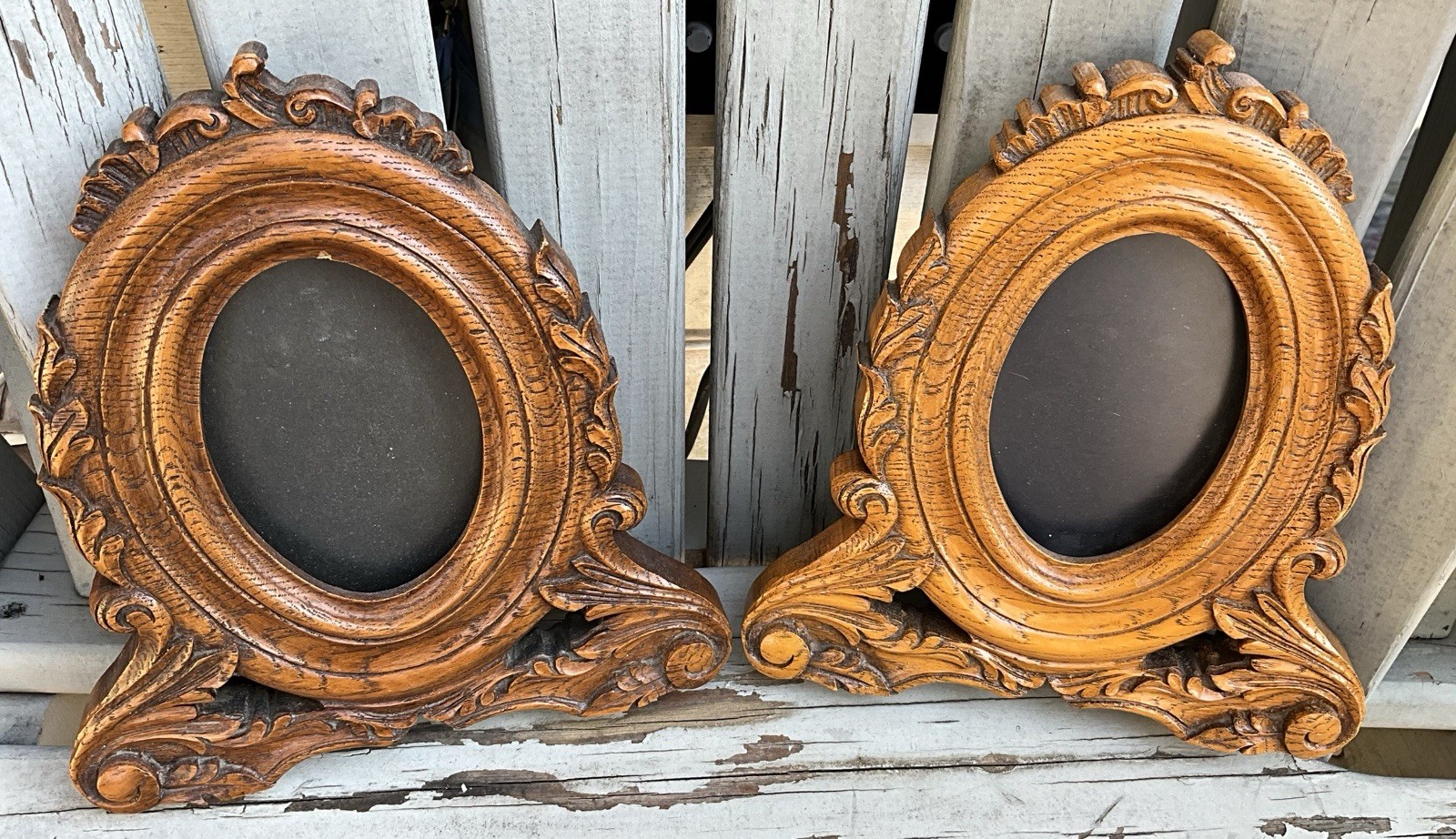 2  Louis XV Rococo Victorian Style Oval Picture Frames (5x7) Golden Oak