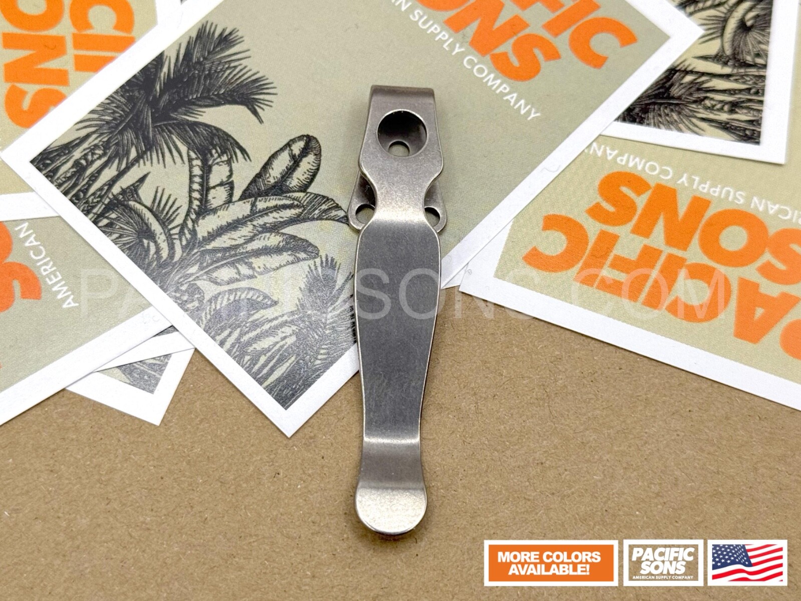 Titanium Deep Carry Pocket Clip For Spyderco Shaman - Stone Washed