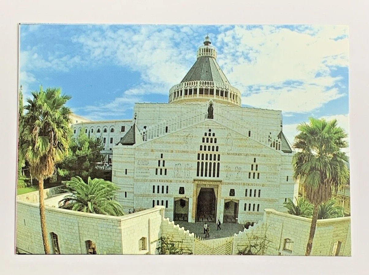 Church of the Annunciation Nazareth Israel Postcard Aerial View Unposted