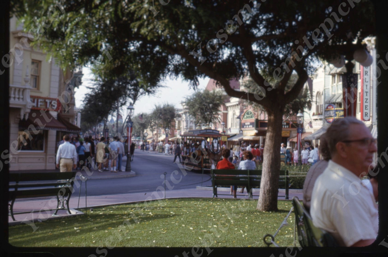 sl82 Original slide 1966 Disneyland Main Street Horse Trolley 401a sl82 Original slide 1966 Disneyland Main Street Horse Trolley 401a