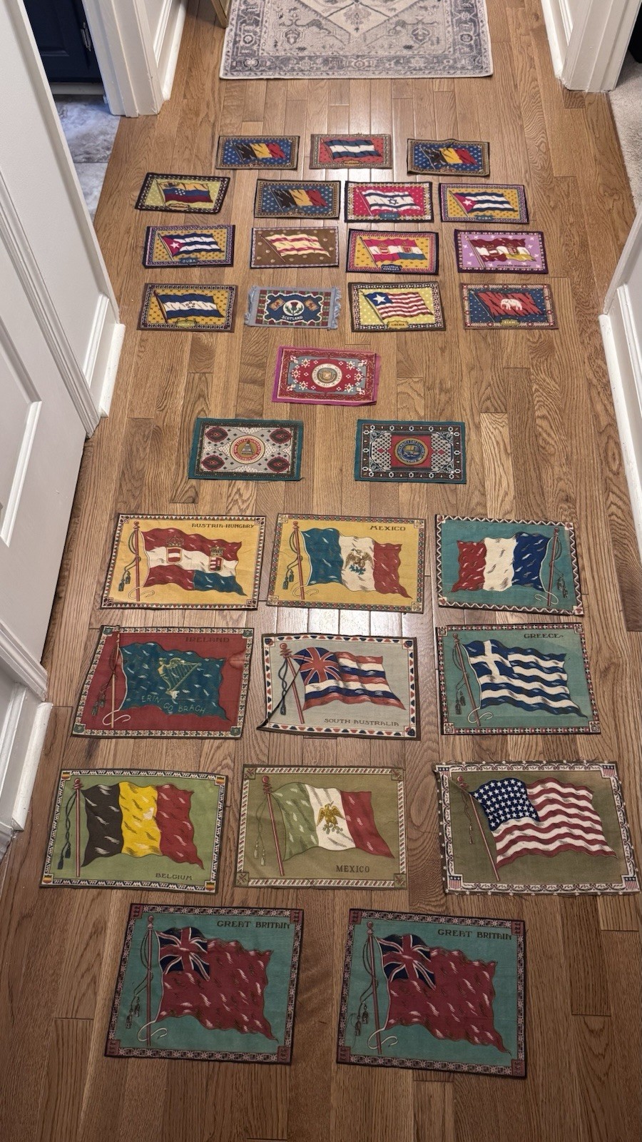 Antique Tobacco Felt Flags 29 Pc Lot c1910 Cigar Premiums Nations College RARE