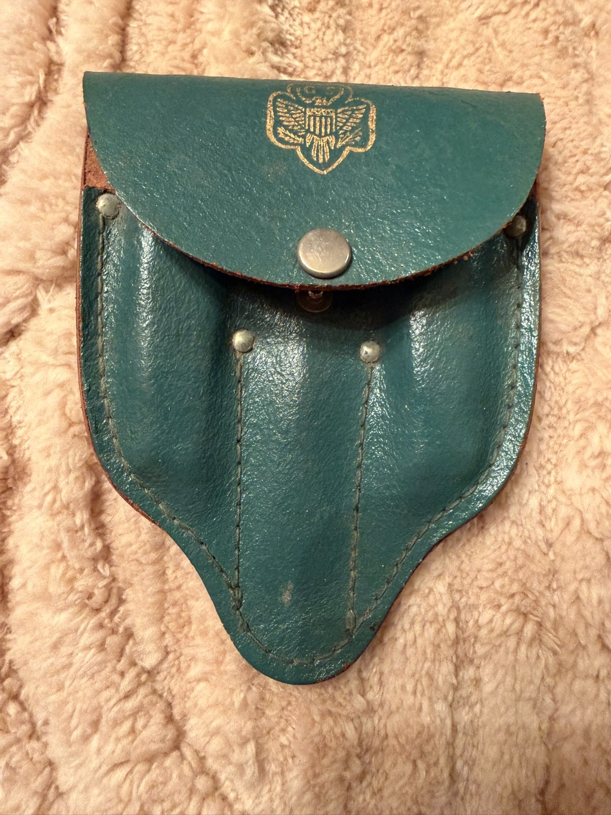 Vintage 1940S Girl Scouts of America Mess Chow Kit Leather Case Schrade Utensils