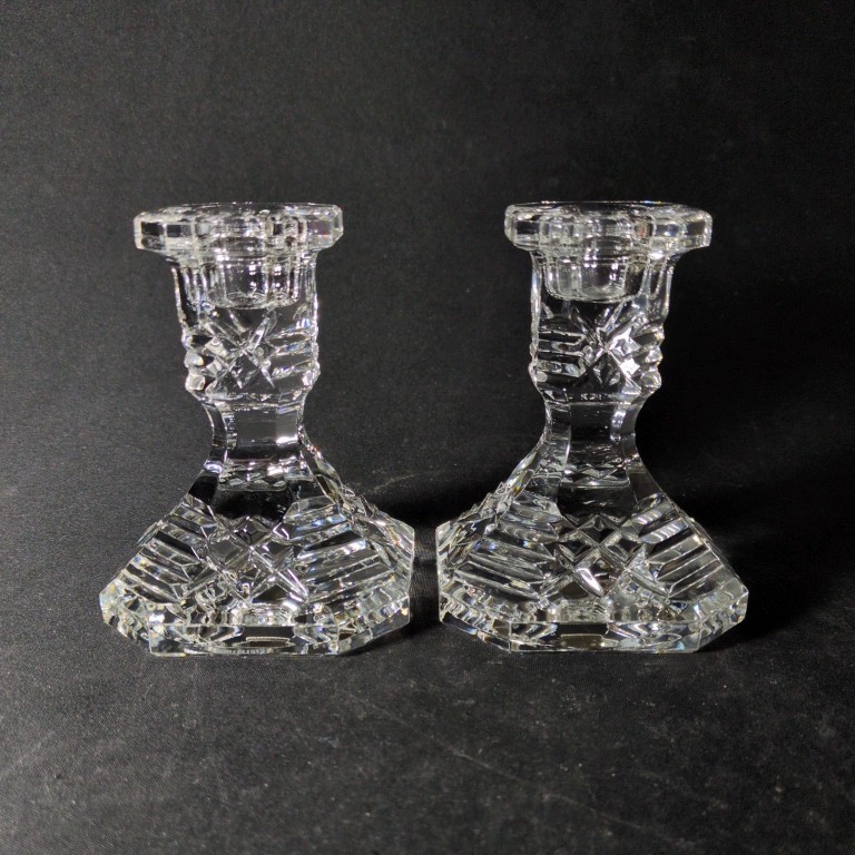 WATERFORD GIFTWARE CANDLE HOLDERS, Cut Lead Crystal, 4
