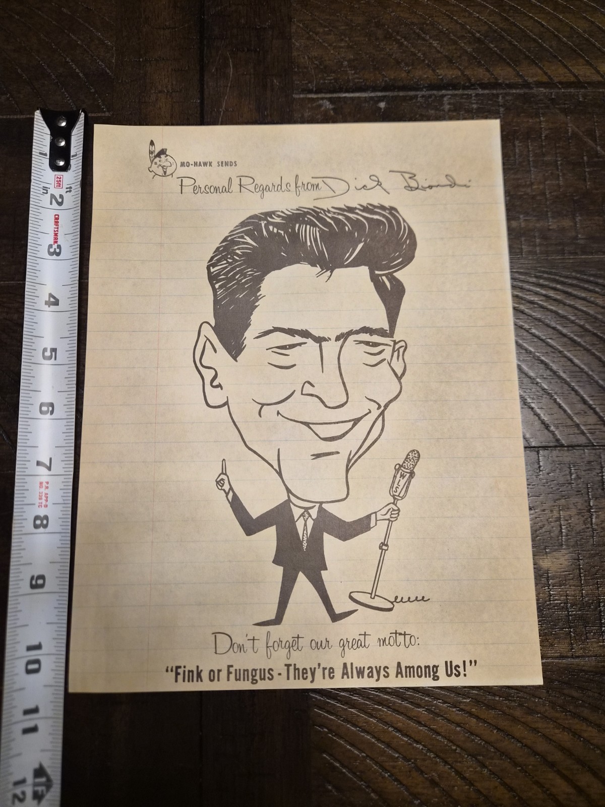Vintage 1960s Dick Biondi WLS Chicago Radio Caricature Promo Mailer Fink Fungus