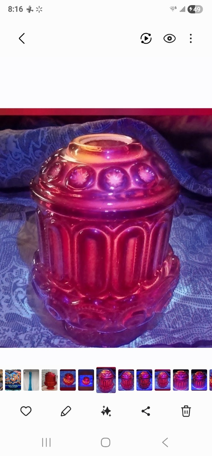 Vintage LE Smith Moon and Stars Amberina Red Deep Cadmium Glow Fairy Lamp 6.5 Vintage LE Smith Moon and Stars Amberina Red Deep Cadmium Glow Fairy Lamp 6.5