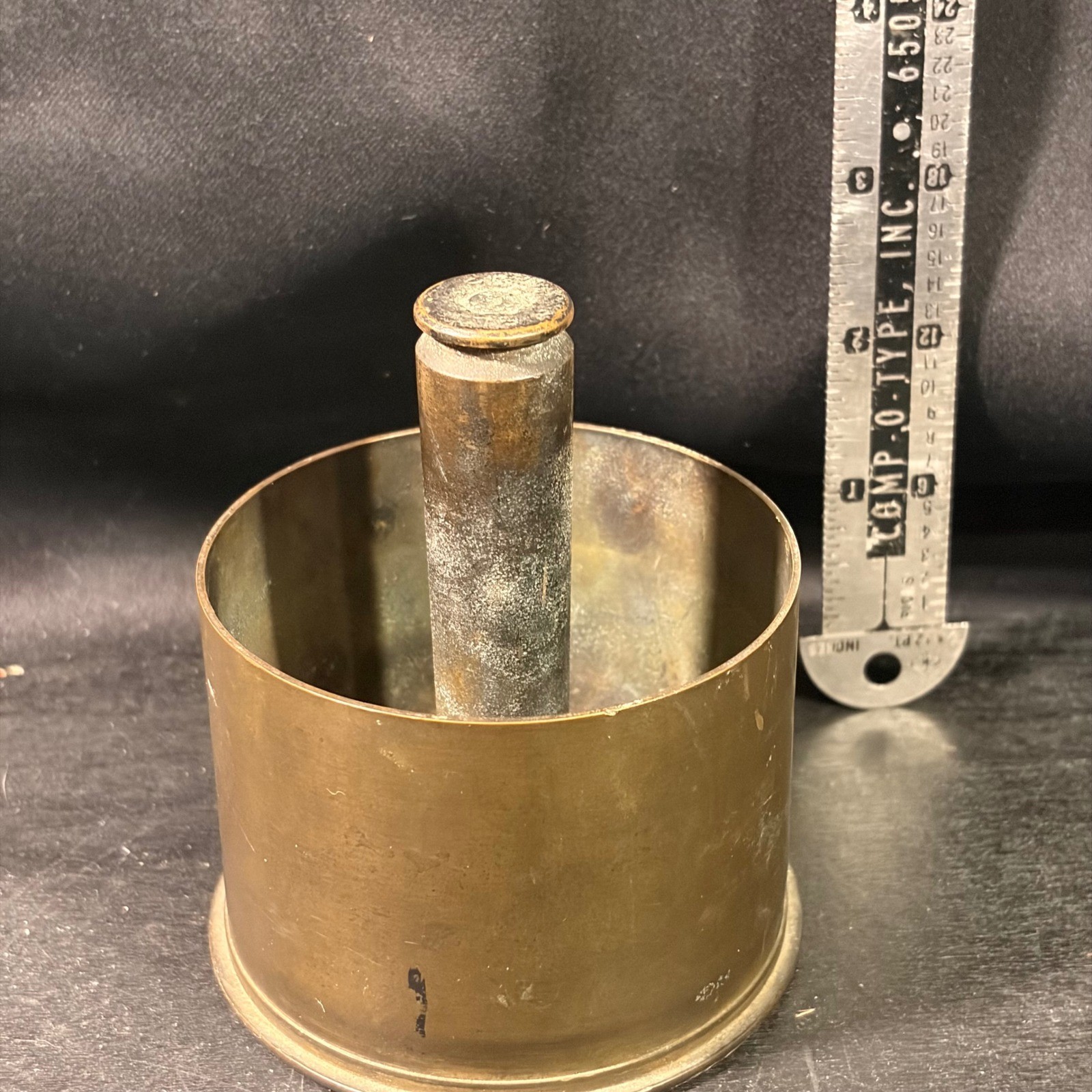 Vintage 1941 WWII Trench Art 75mm M18 Brass Shell Casing Ashtray Relic