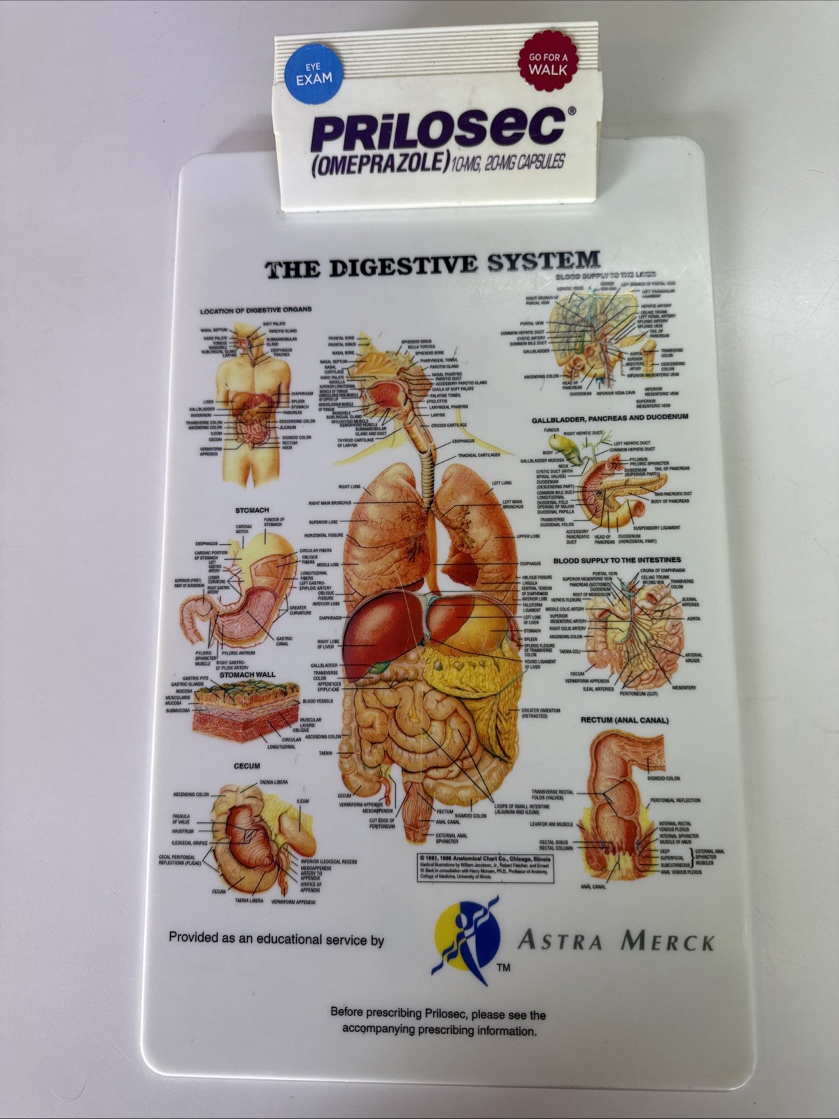 Vtg Astra Merk Prilosec Digestive System Clip Board Pharmeceutical Advertising Vtg Astra Merk Prilosec Digestive System Clip Board Pharmeceutical Advertising