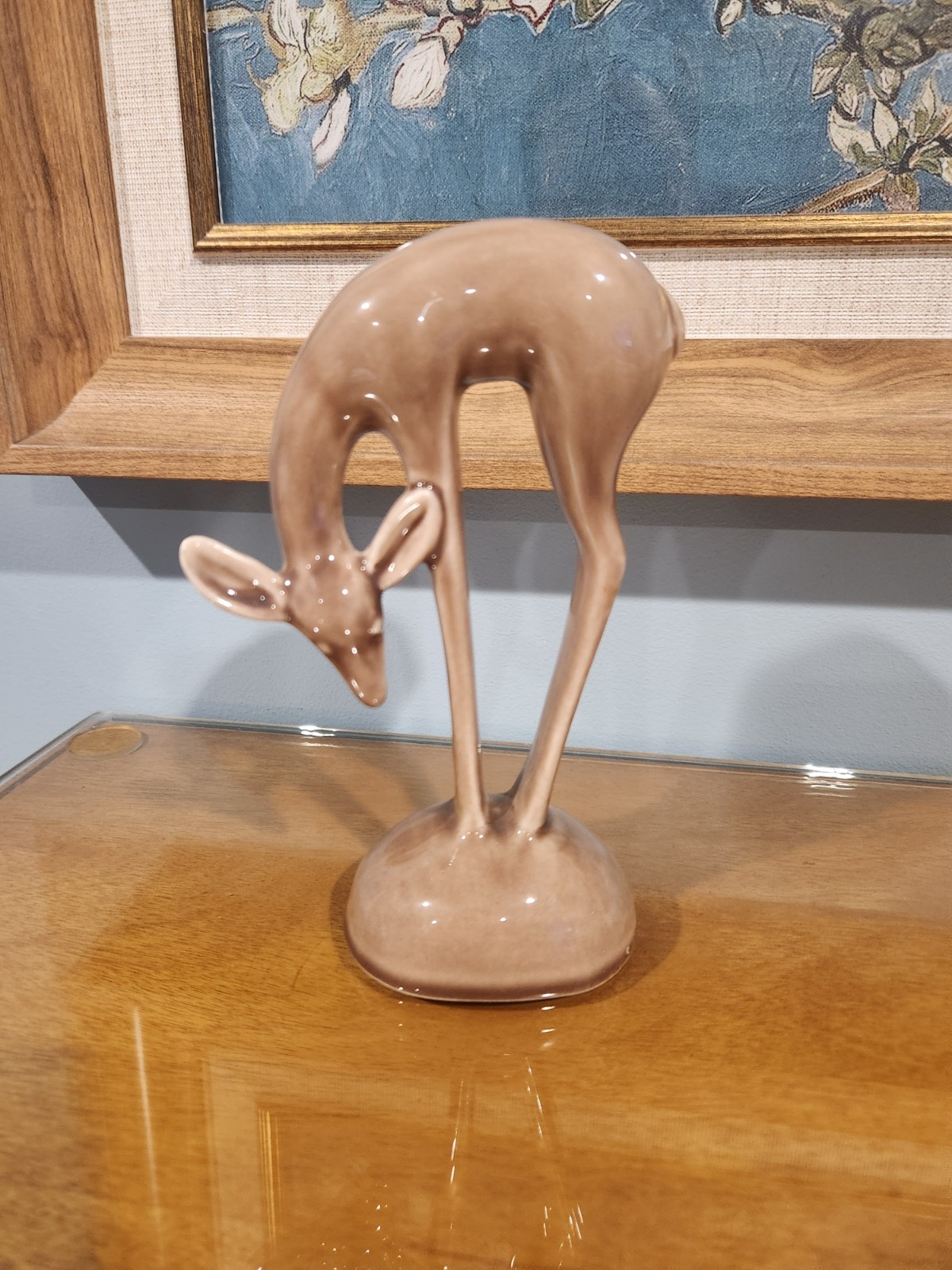 Vintage MCM Fawn Deer Ceramic Pottery Statue