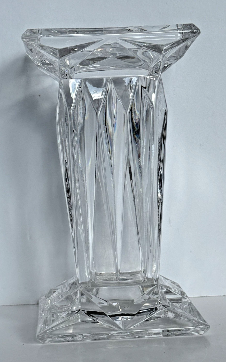 PartyLite Quad Prism Square Pedestal Pillar Candle Holder Vase 24% Lead Crystal