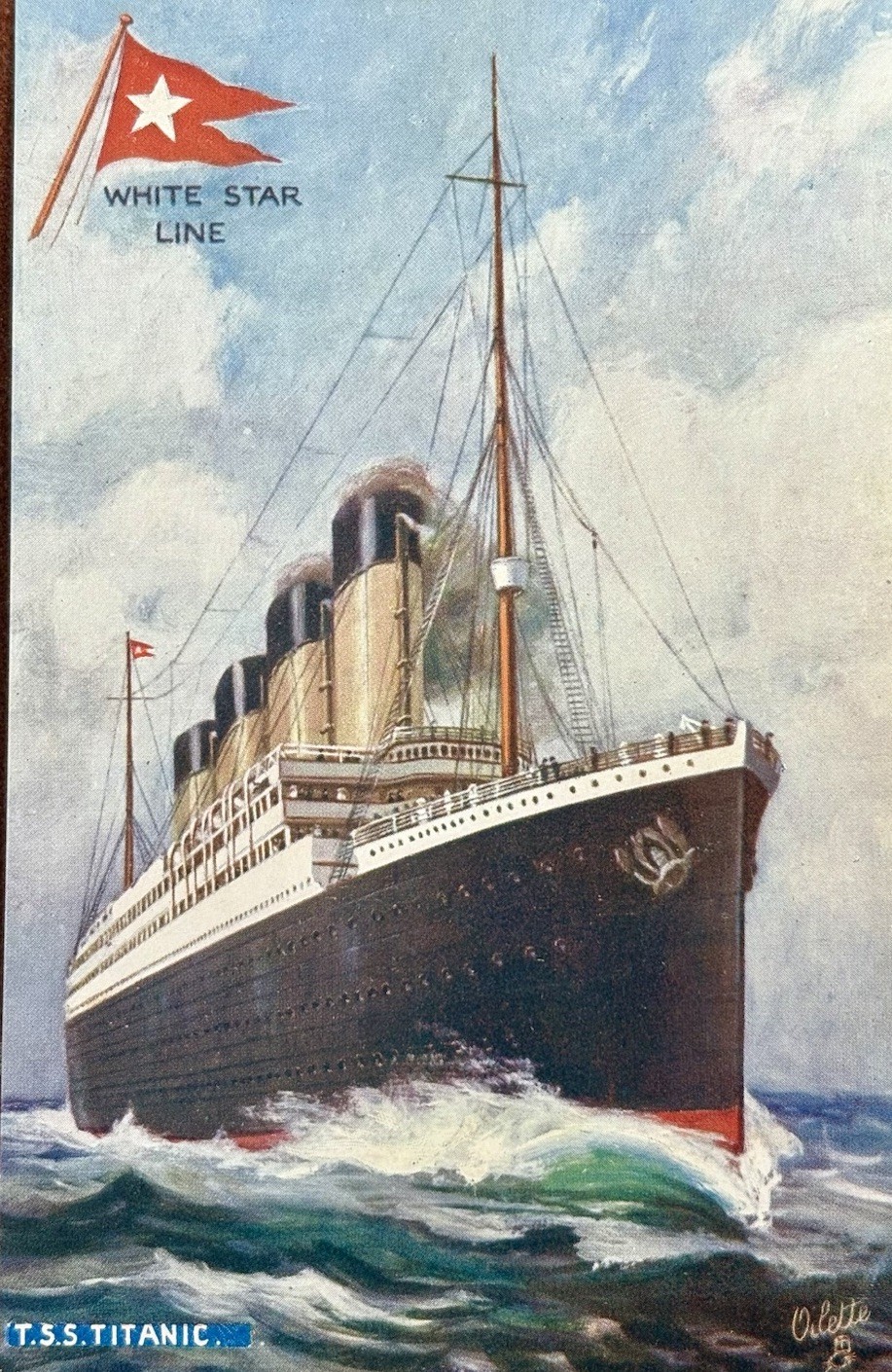 Scarce Original 1912 TSS Titanic Tuck Oilette No 9898 White Star Line Postcard