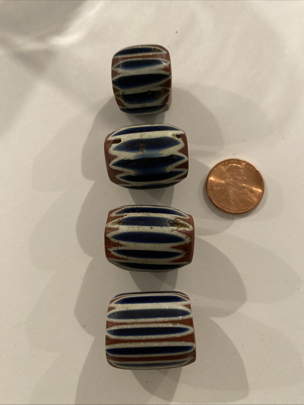 Antique 4, 7 Layers Chevrons African Trade Beads From Estate.