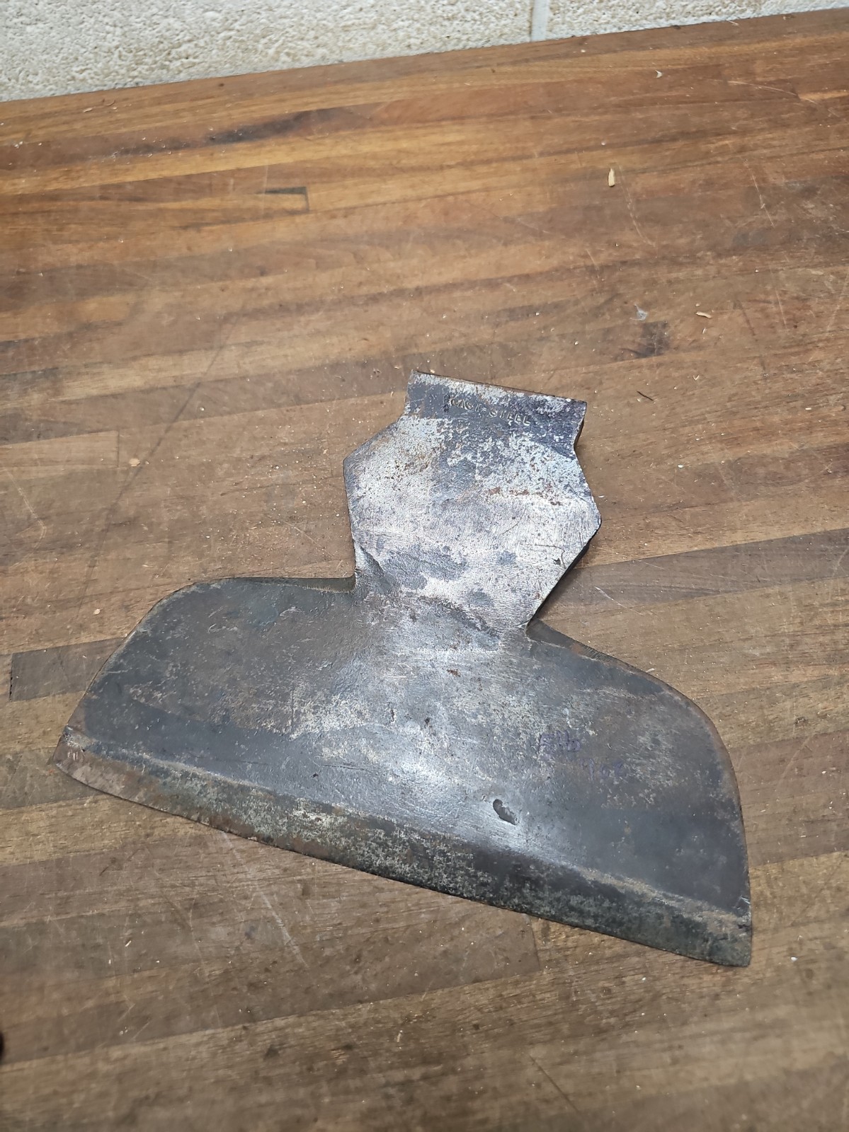 E12- Clean Broad Axe Head 5 lb 9 oz Antique Marked CAST STEEL