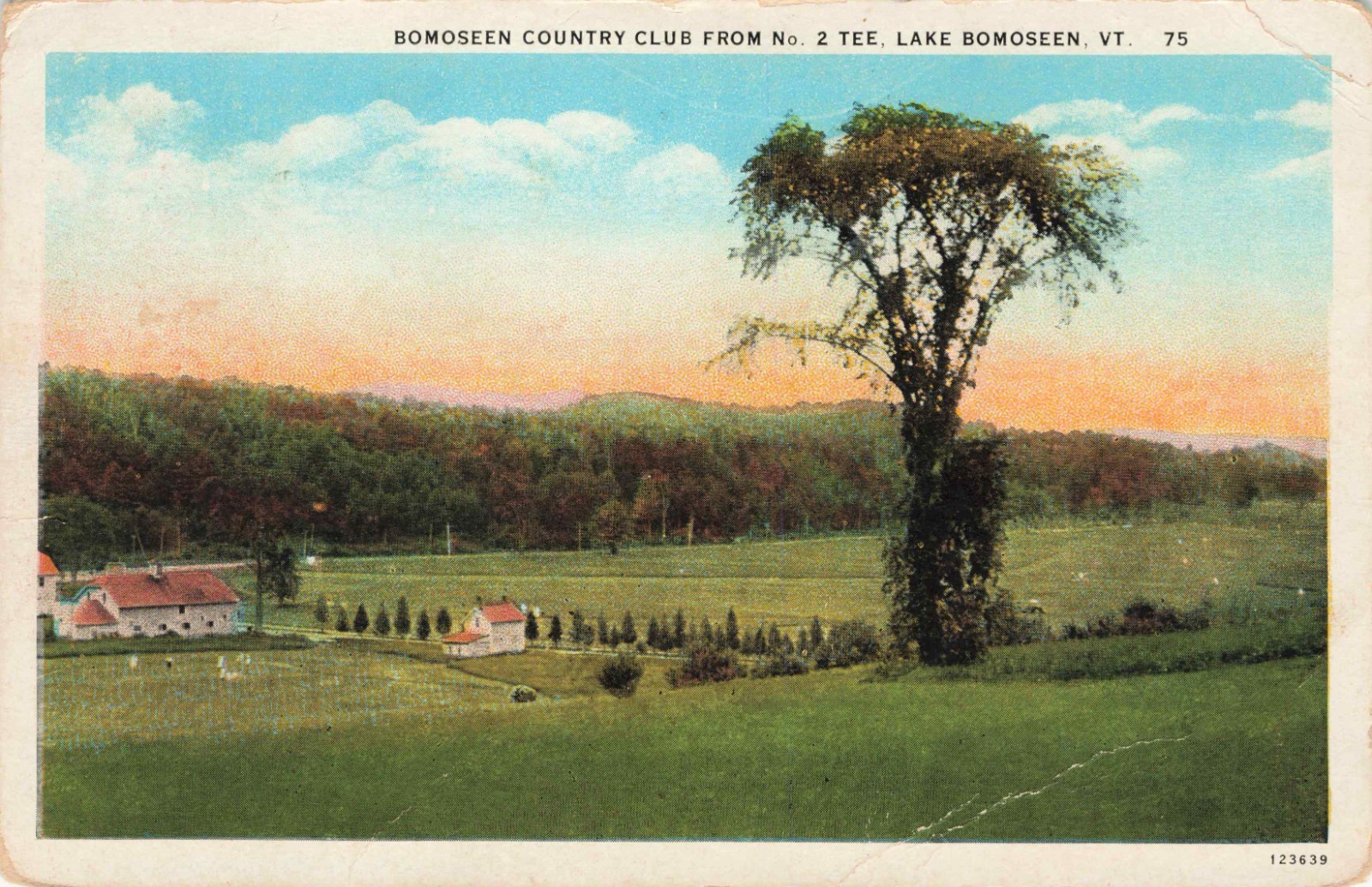 Lake Bomoseen VT Bomoseen Country Club No 2 Tee Golf 1929 Linen Postcard