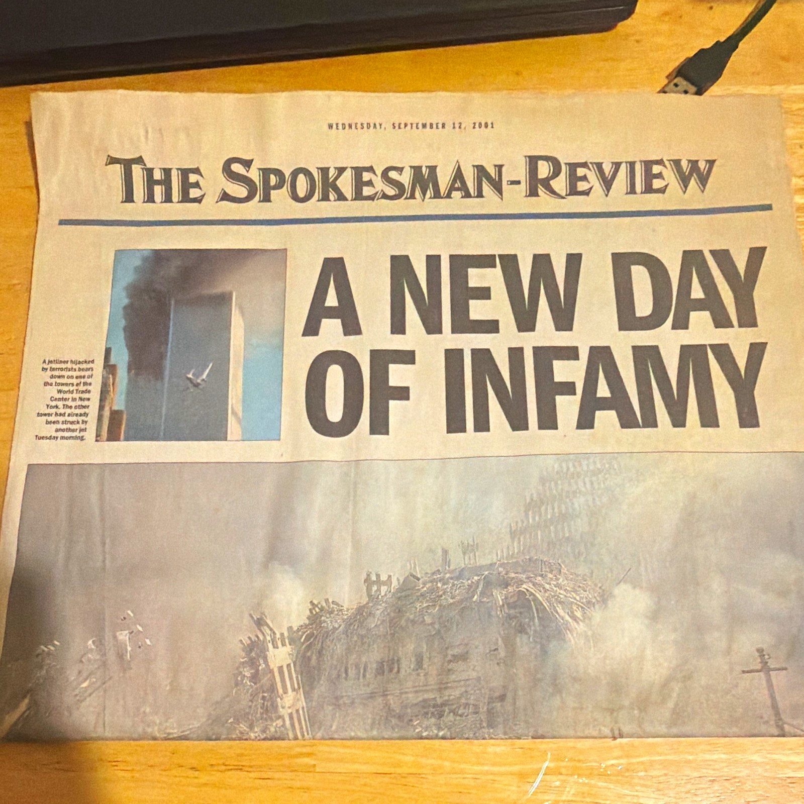 The Spokesman-Review Newspaper Sept 12, 2001 “A New Day of Infamy”
