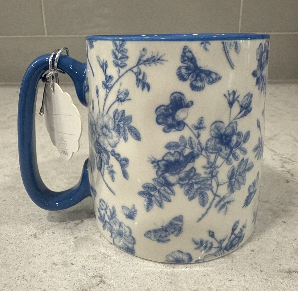 Chinoiserie BUTTERFLY Blue & White Floral by 10 Strawberry Street BELLA Mug NEW Chinoiserie BUTTERFLY Blue & White Floral by 10 Strawberry Street BELLA Mug NEW