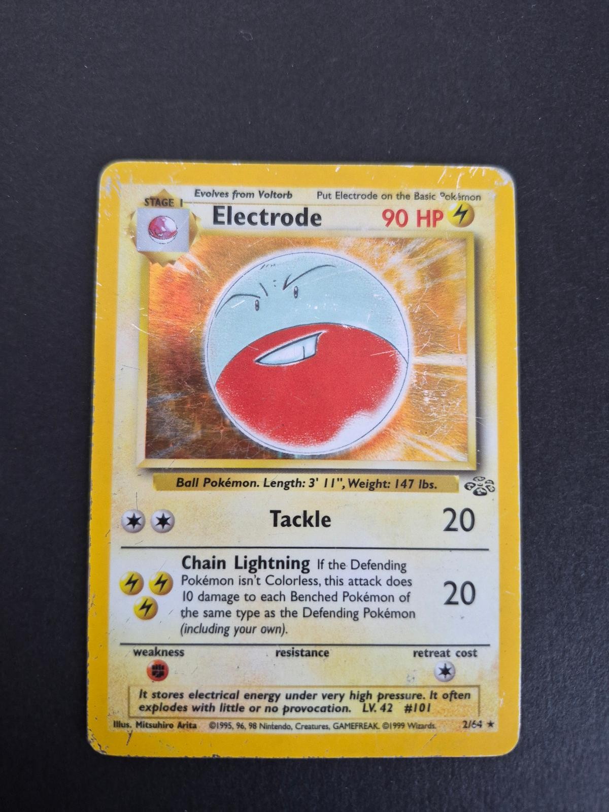 Electrode 2/64 Rare Jungle Pokemon Unlimited Holo HP Electrode 2/64 Rare Jungle Pokemon Unlimited Holo HP